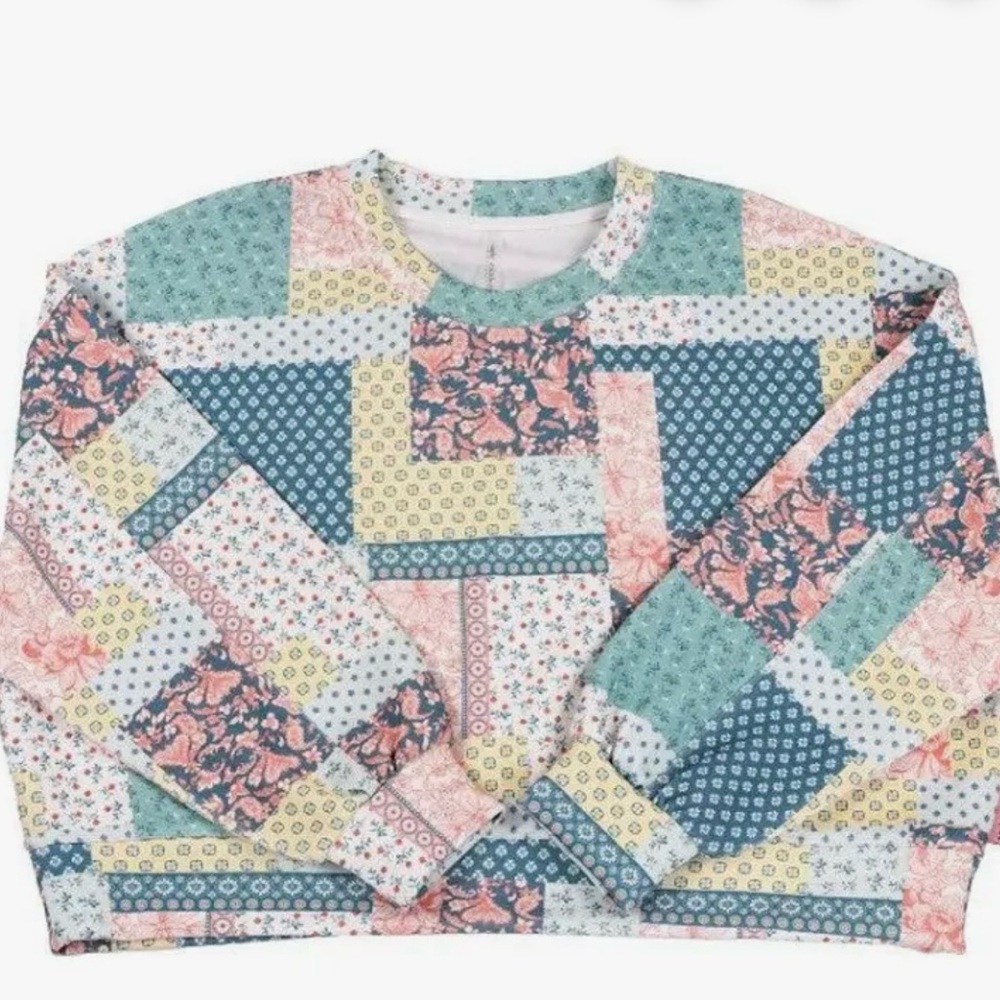 Simply Southern Floral Patchwork Top - Pink, Blue, Yellow